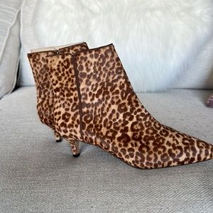 J. Crew Fiona Leopard Print Calf Hair Kitten Heel Ankle Boots Women’s Size 7